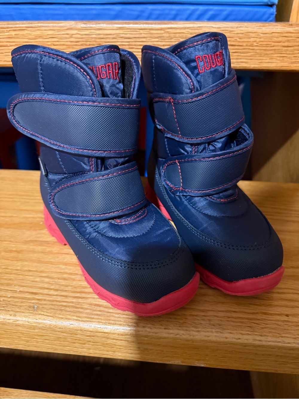 New Cougar Kids Navy and Red Winter Boots - Picture 4 of 6